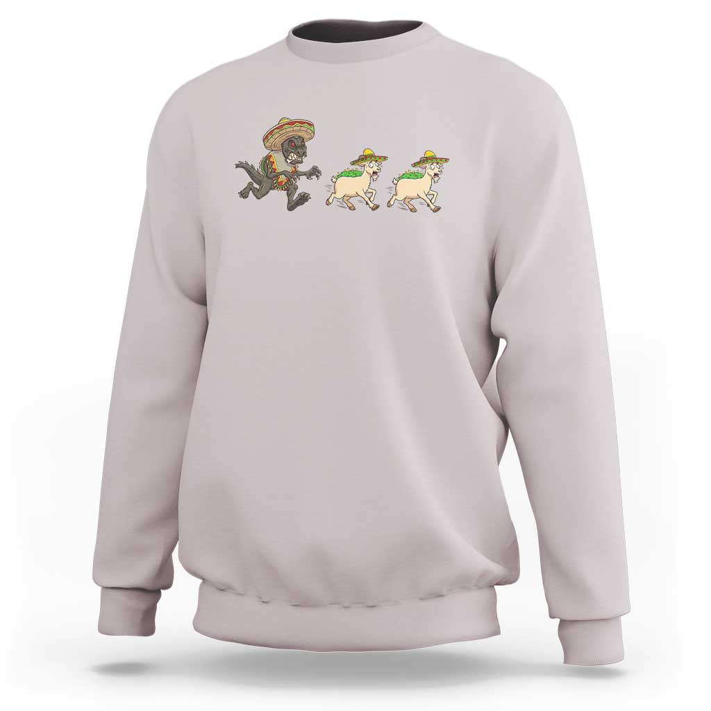 Funny Mexican Fiesta Gift Sweatshirt Chupacabra Chasing Taco Goat