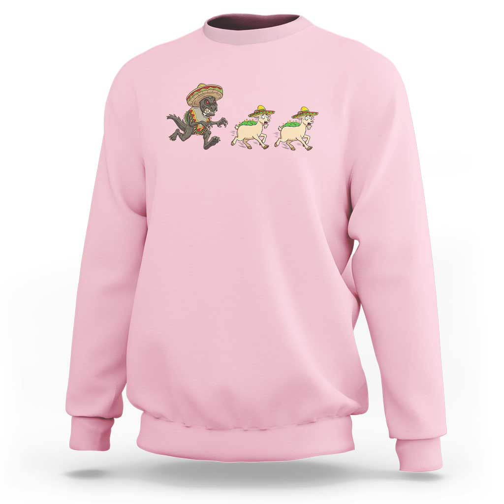 Funny Mexican Fiesta Gift Sweatshirt Chupacabra Chasing Taco Goat