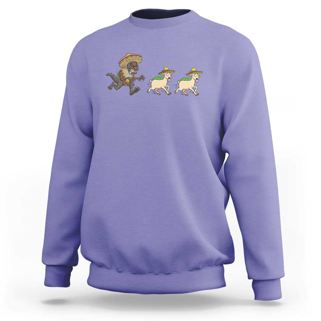 Funny Mexican Fiesta Gift Sweatshirt Chupacabra Chasing Taco Goat