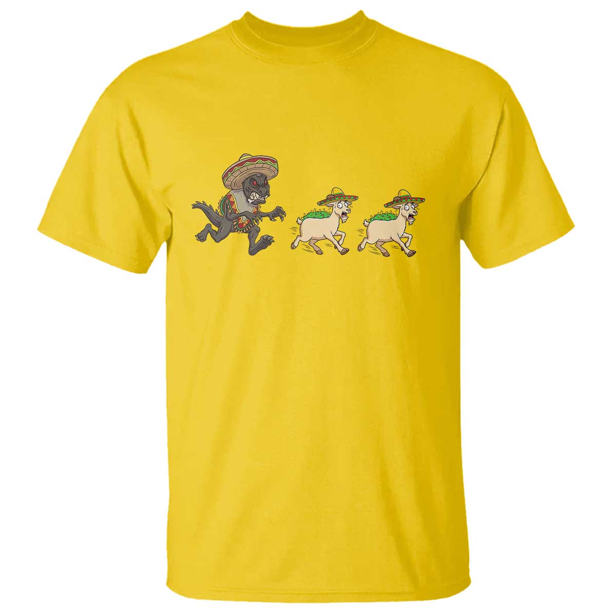 Funny Mexican Fiesta Gift T Shirt Chupacabra Chasing Taco Goat