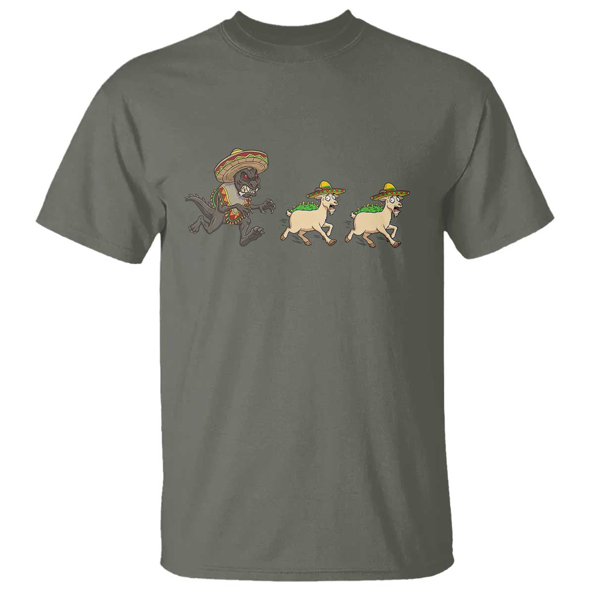 Funny Mexican Fiesta Gift T Shirt Chupacabra Chasing Taco Goat