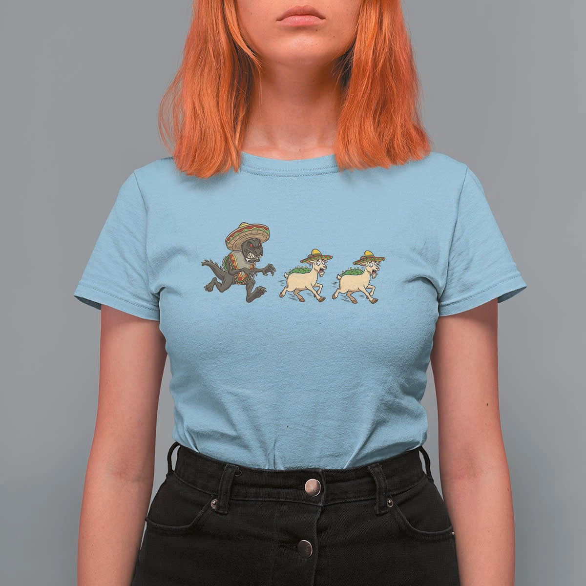 Funny Mexican Fiesta Gift T Shirt For Women Chupacabra Chasing Taco Goat