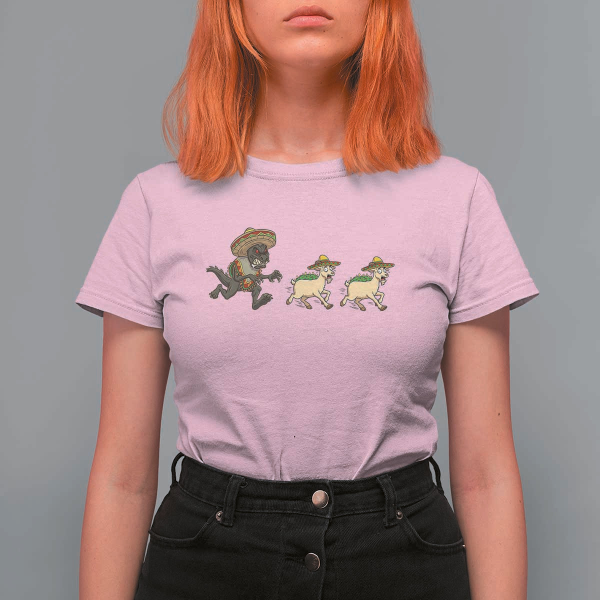 Funny Mexican Fiesta Gift T Shirt For Women Chupacabra Chasing Taco Goat