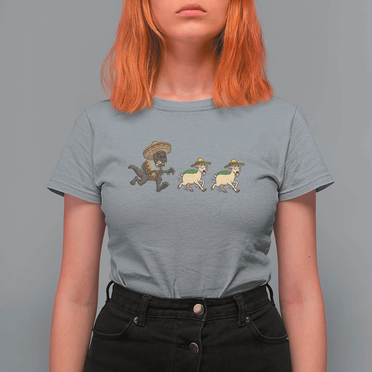 Funny Mexican Fiesta Gift T Shirt For Women Chupacabra Chasing Taco Goat
