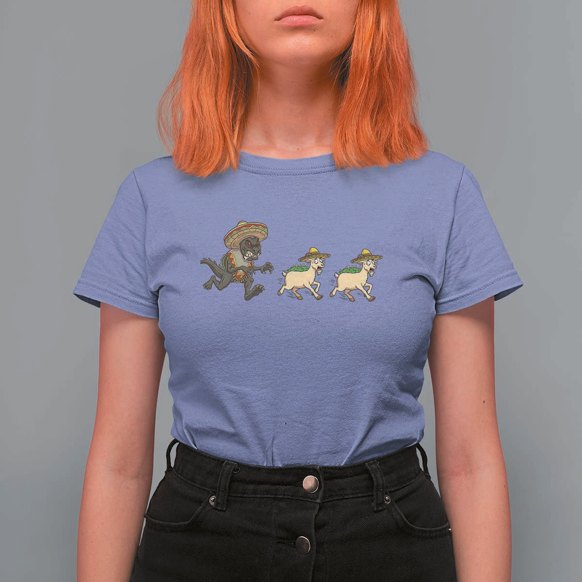 Funny Mexican Fiesta Gift T Shirt For Women Chupacabra Chasing Taco Goat