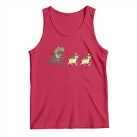 Funny Mexican Fiesta Gift Tank Top Chupacabra Chasing Taco Goat