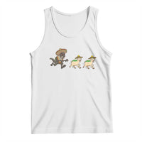 Funny Mexican Fiesta Gift Tank Top Chupacabra Chasing Taco Goat