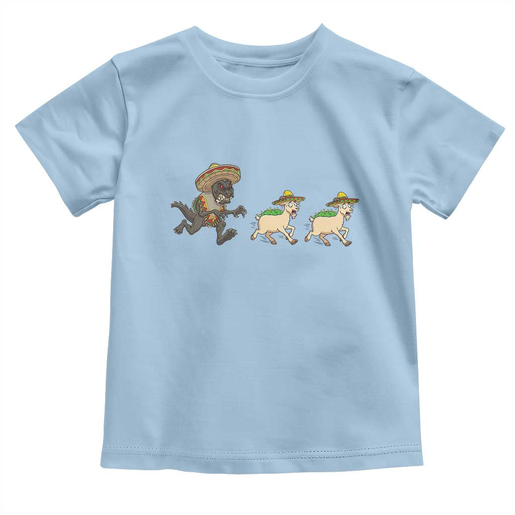 Funny Mexican Fiesta Gift Toddler T Shirt Chupacabra Chasing Taco Goat