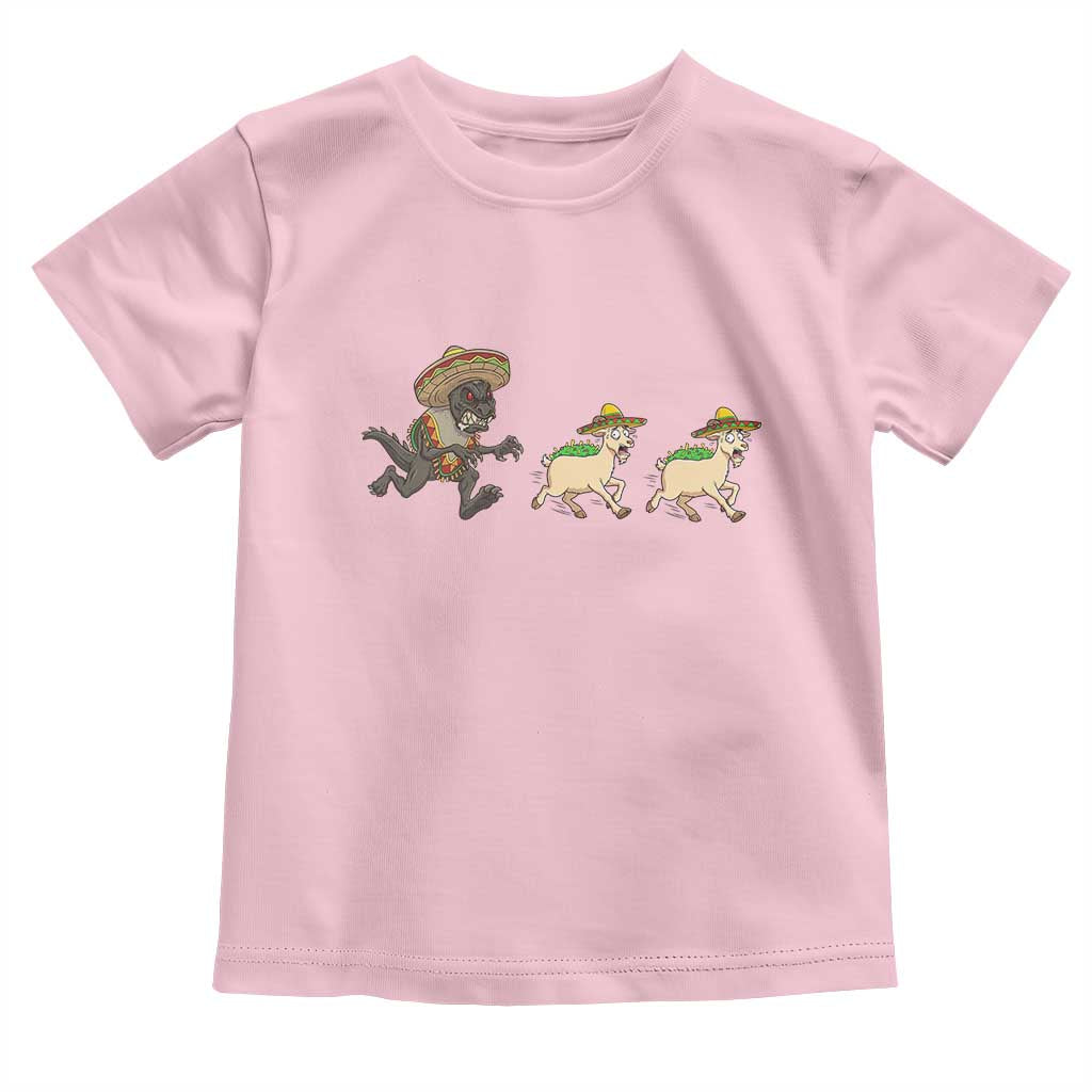 Funny Mexican Fiesta Gift Toddler T Shirt Chupacabra Chasing Taco Goat