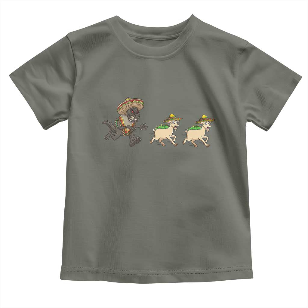 Funny Mexican Fiesta Gift Toddler T Shirt Chupacabra Chasing Taco Goat