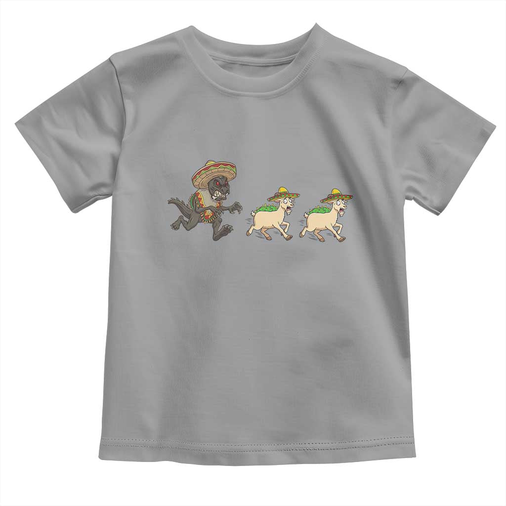 Funny Mexican Fiesta Gift Toddler T Shirt Chupacabra Chasing Taco Goat