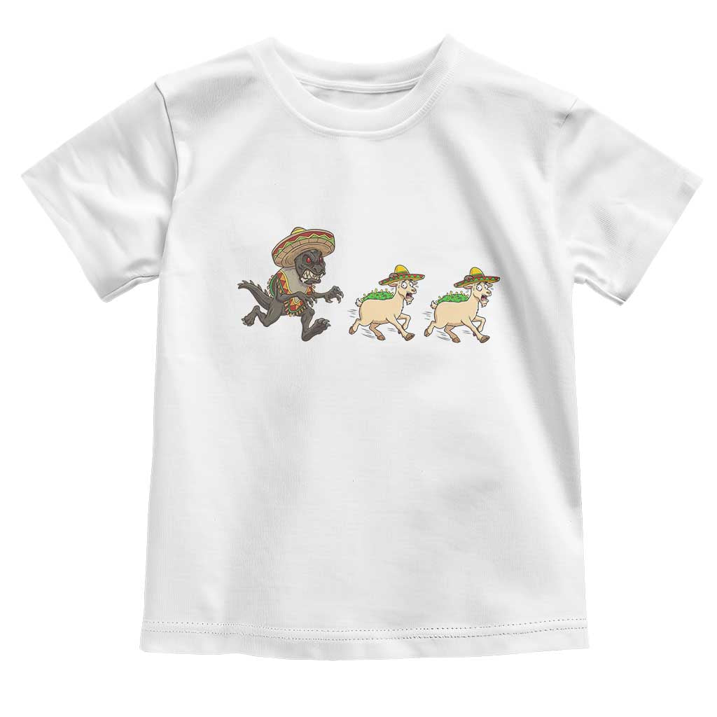 Funny Mexican Fiesta Gift Toddler T Shirt Chupacabra Chasing Taco Goat