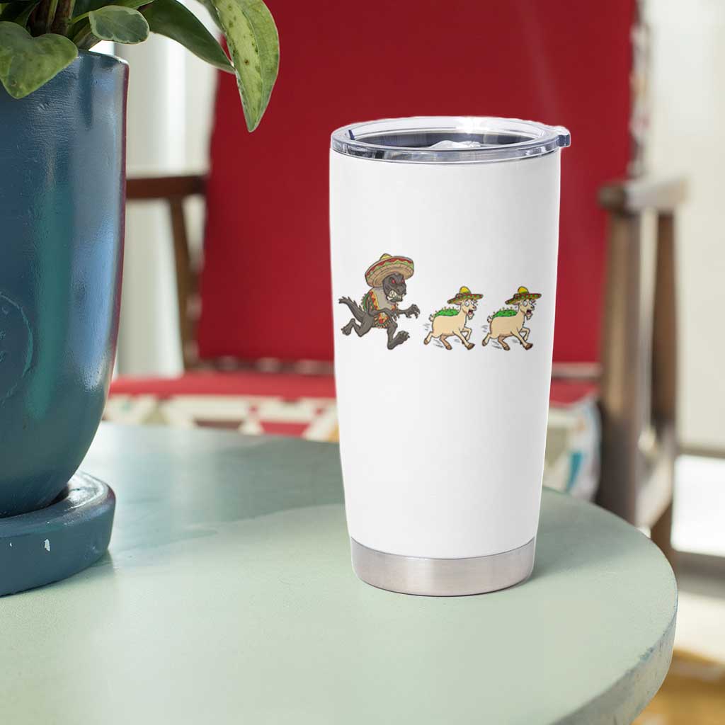 Funny Mexican Fiesta Gift Tumbler Cup Chupacabra Chasing Taco Goat