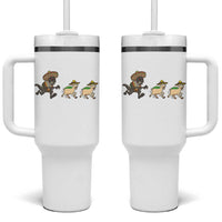 Funny Mexican Fiesta Gift Tumbler With Handle Chupacabra Chasing Taco Goat