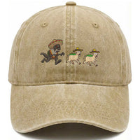 Funny Mexican Fiesta Gift Washed Cotton Baseball Cap Chupacabra Chasing Taco Goat