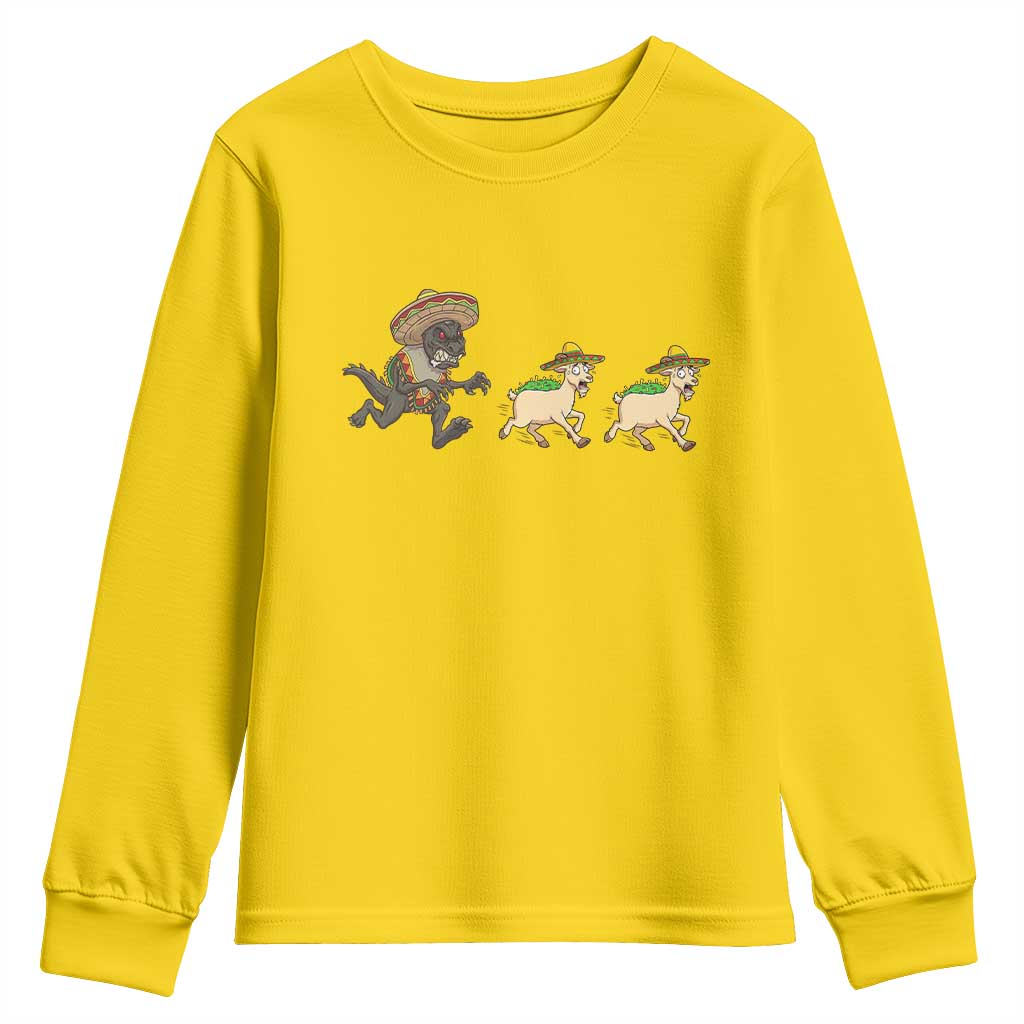 Funny Mexican Fiesta Gift Youth Sweatshirt Chupacabra Chasing Taco Goat
