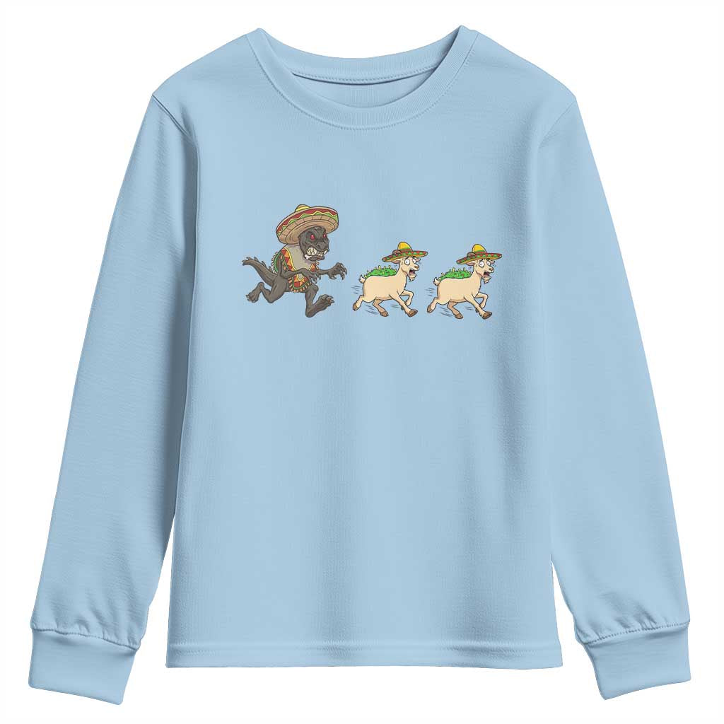Funny Mexican Fiesta Gift Youth Sweatshirt Chupacabra Chasing Taco Goat