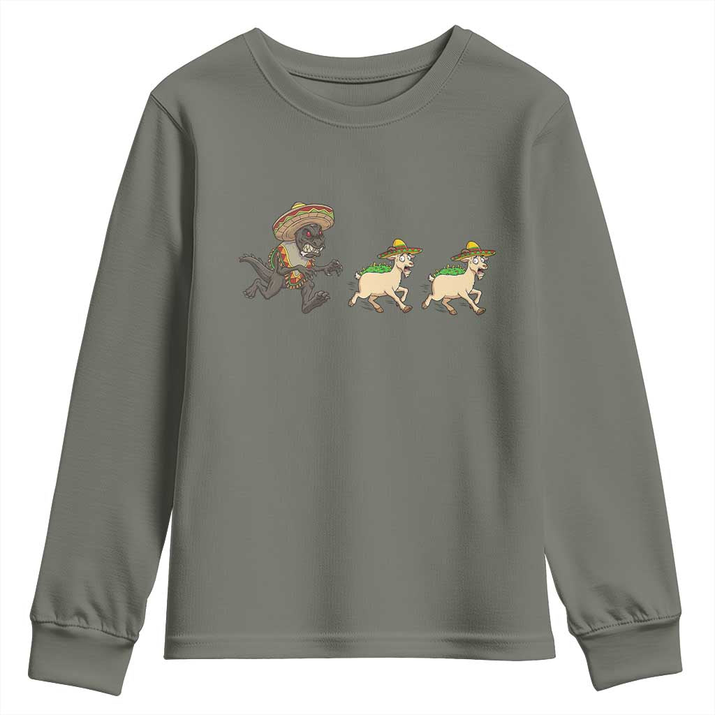 Funny Mexican Fiesta Gift Youth Sweatshirt Chupacabra Chasing Taco Goat
