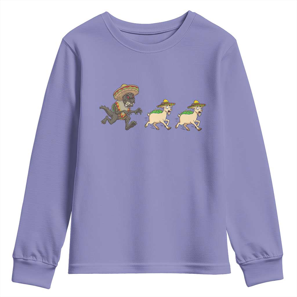 Funny Mexican Fiesta Gift Youth Sweatshirt Chupacabra Chasing Taco Goat