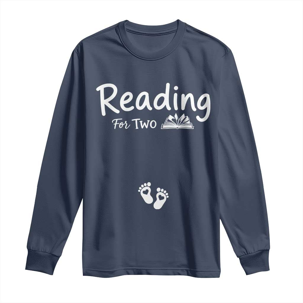 Pregnancy Announcement For Book Lovers Long Sleeve Shirt Reading For Two