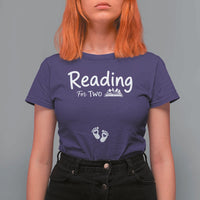 Pregnancy Announcement For Book Lovers T Shirt For Women Reading For Two