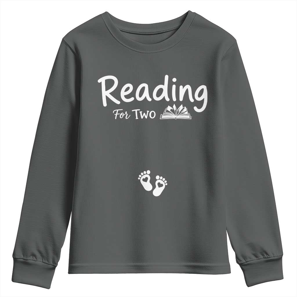 Pregnancy Announcement For Book Lovers Youth Sweatshirt Reading For Two