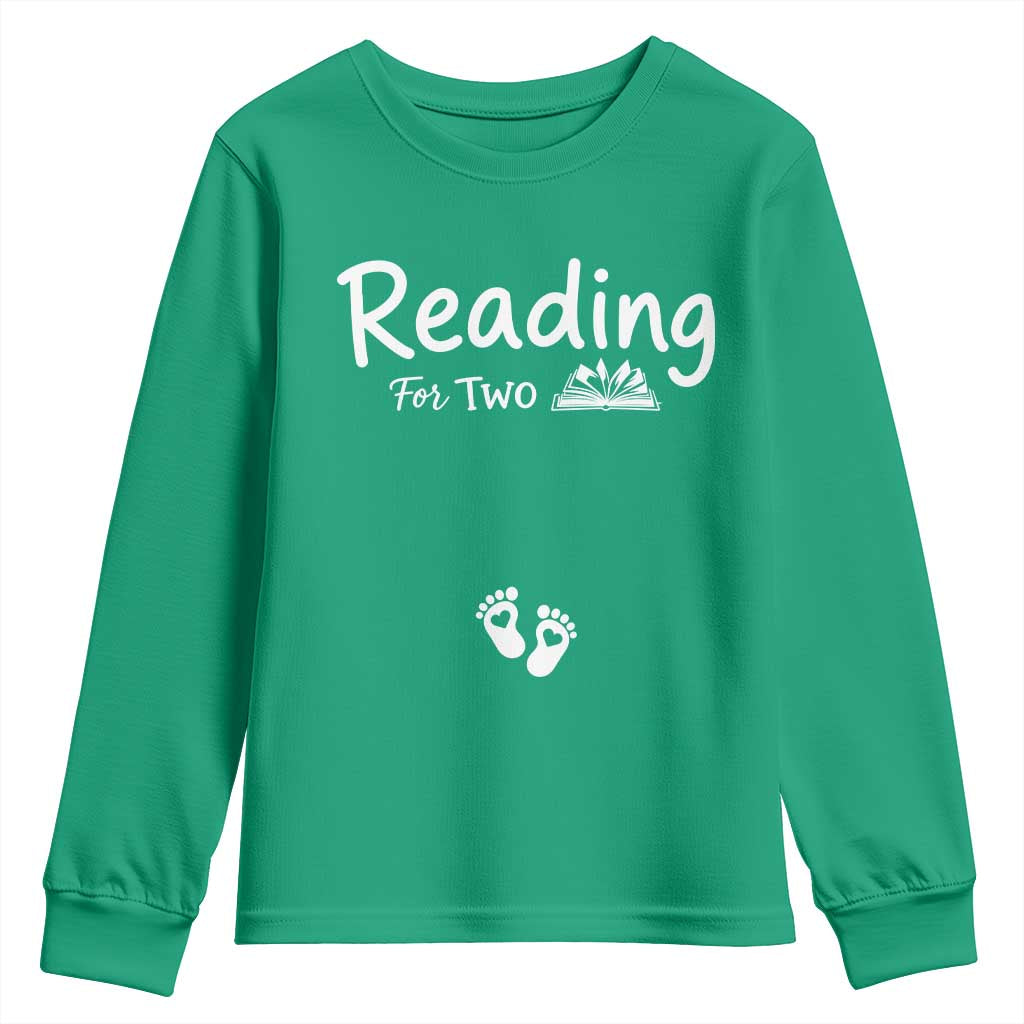 Pregnancy Announcement For Book Lovers Youth Sweatshirt Reading For Two