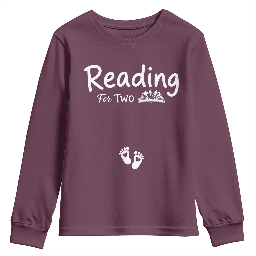 Pregnancy Announcement For Book Lovers Youth Sweatshirt Reading For Two