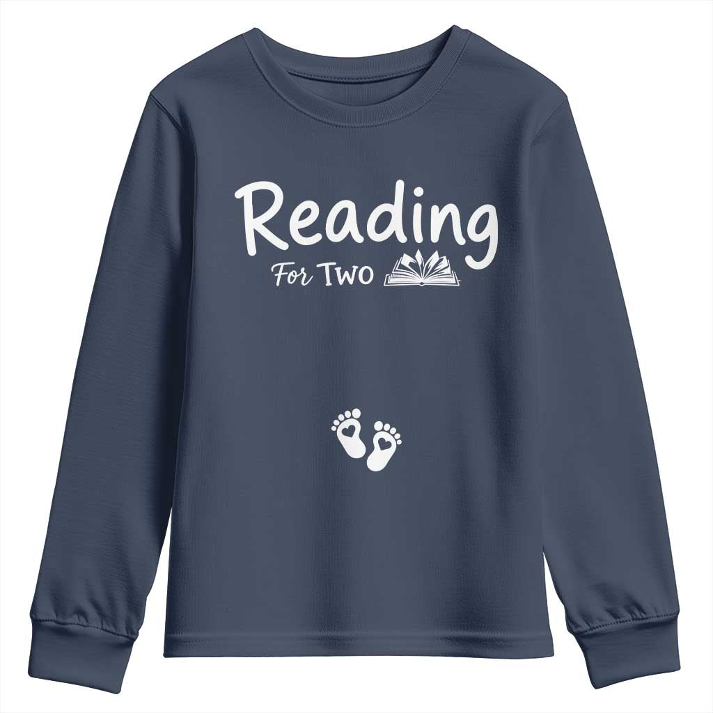 Pregnancy Announcement For Book Lovers Youth Sweatshirt Reading For Two
