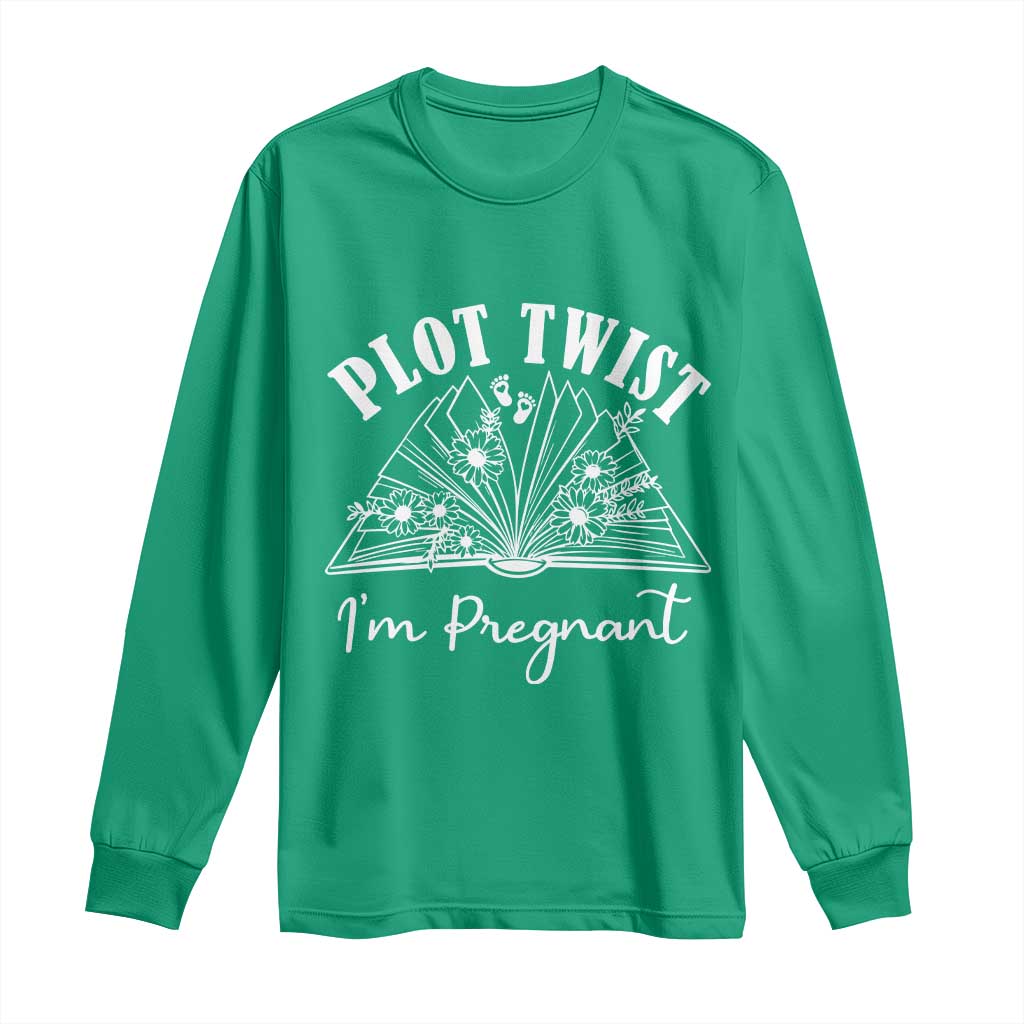Pregnancy Announcement For Book Lovers Long Sleeve Shirt Plot Twist I Am Pregnant