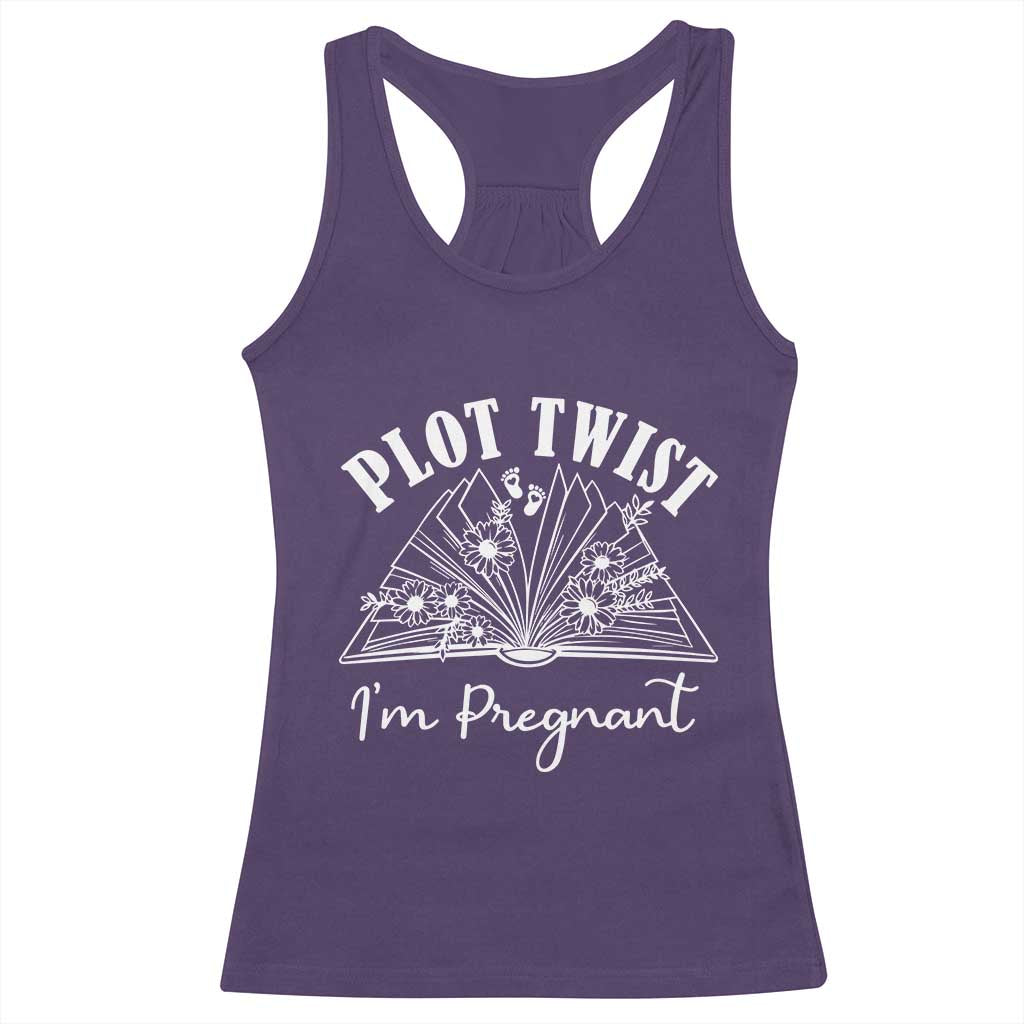 Pregnancy Announcement For Book Lovers Racerback Tank Top Plot Twist I Am Pregnant