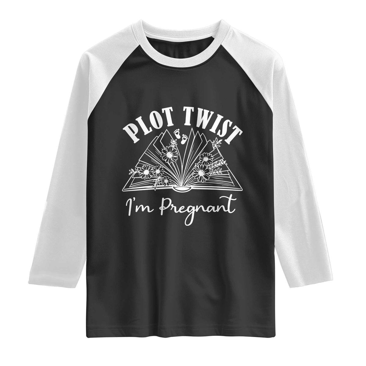 Pregnancy Announcement For Book Lovers Raglan Shirt Plot Twist I Am Pregnant