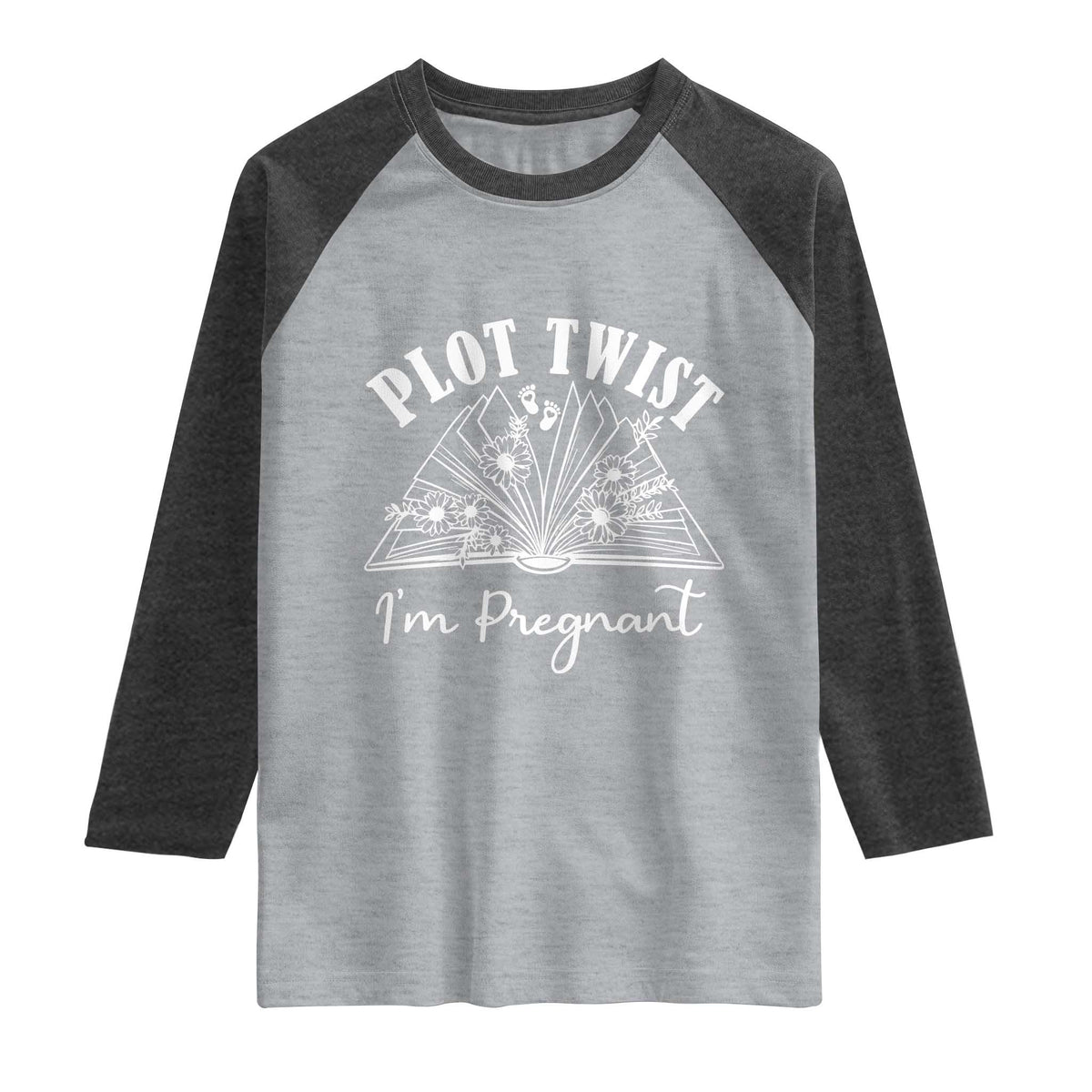 Pregnancy Announcement For Book Lovers Raglan Shirt Plot Twist I Am Pregnant