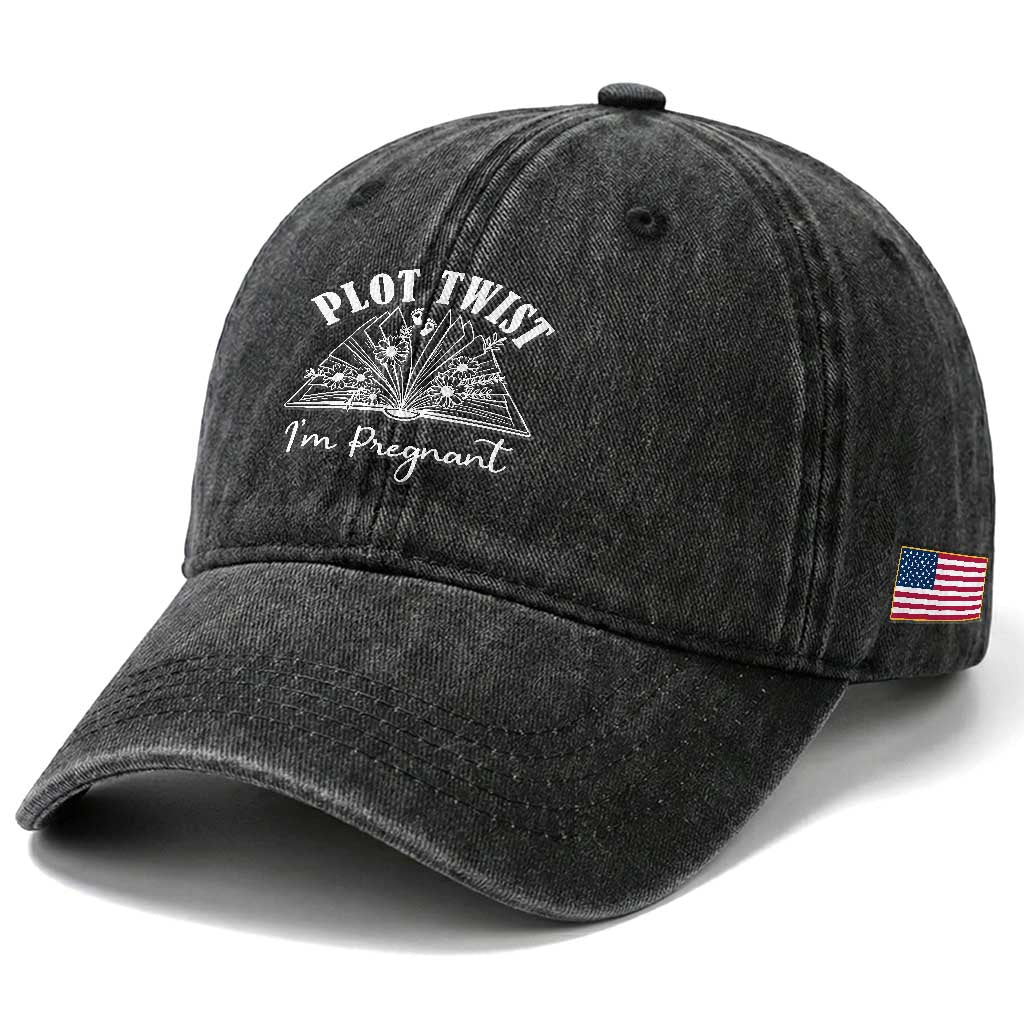 Pregnancy Announcement For Book Lovers Washed Cotton Baseball Cap Plot Twist I Am Pregnant