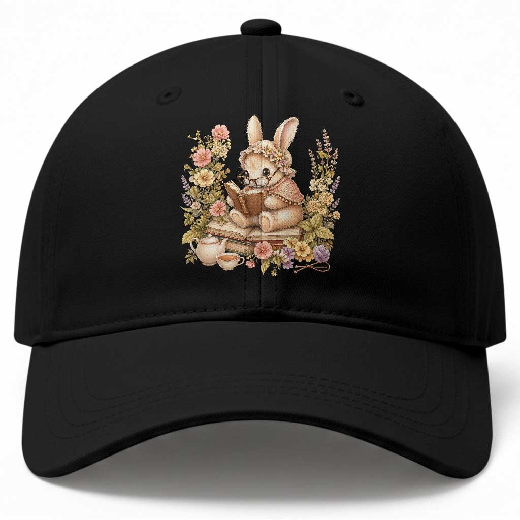Cottagecore Rabbit Reading Book Baseball Cap Aesthetic Grandmacore Gift