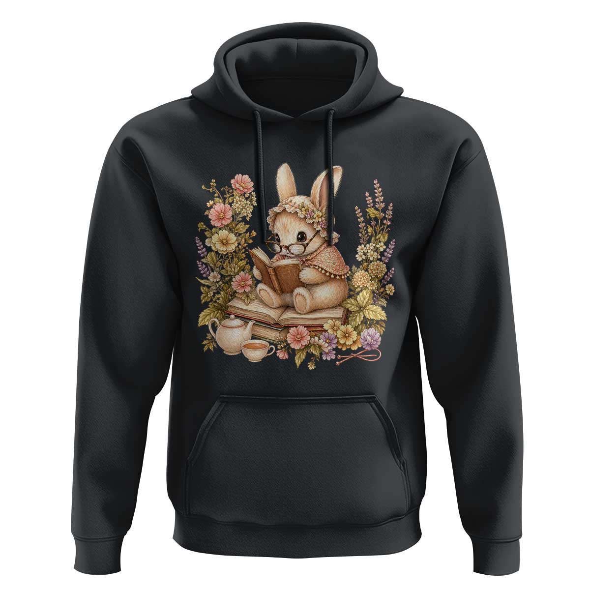 Cottagecore Rabbit Reading Book Hoodie Aesthetic Grandmacore Gift