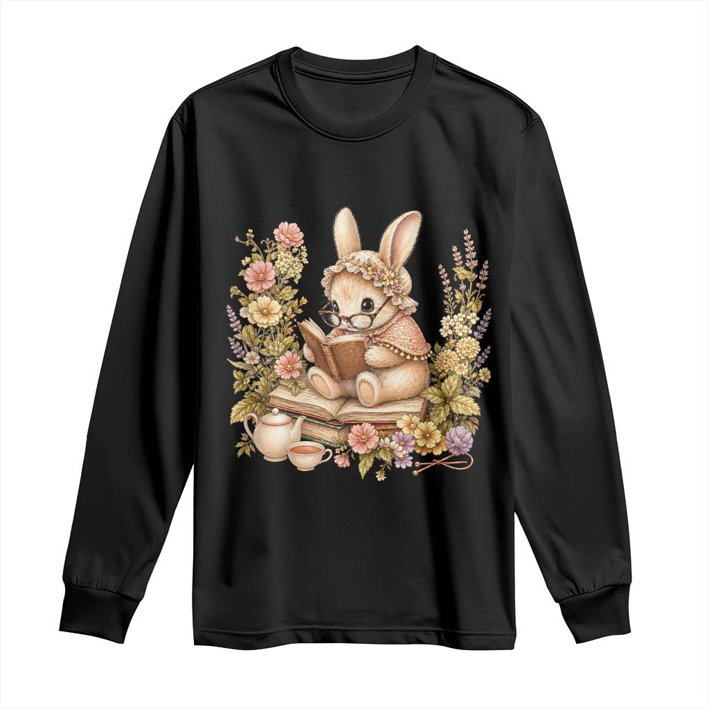 Cottagecore Rabbit Reading Book Long Sleeve Shirt Aesthetic Grandmacore Gift