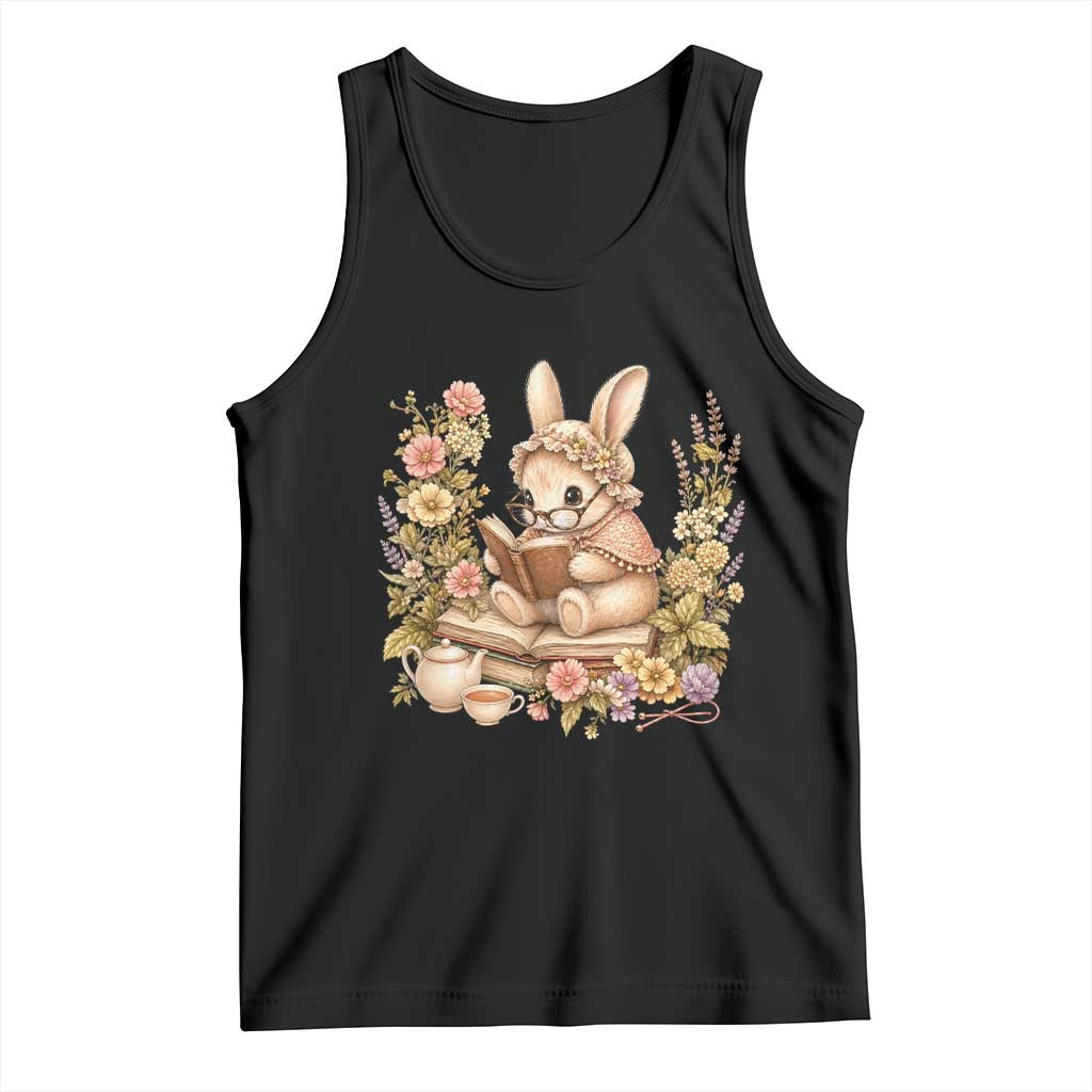 Cottagecore Rabbit Reading Book Tank Top Aesthetic Grandmacore Gift