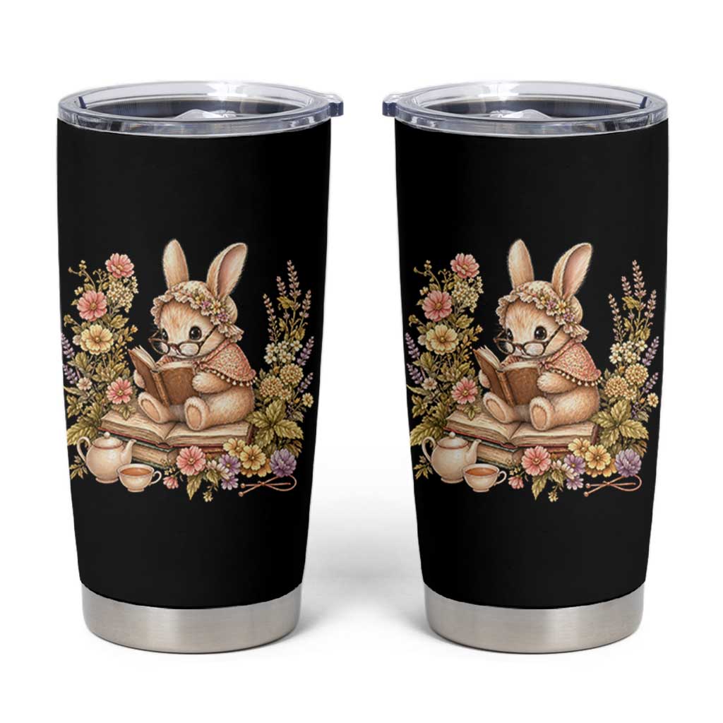 Cottagecore Rabbit Reading Book Tumbler Cup Aesthetic Grandmacore Gift