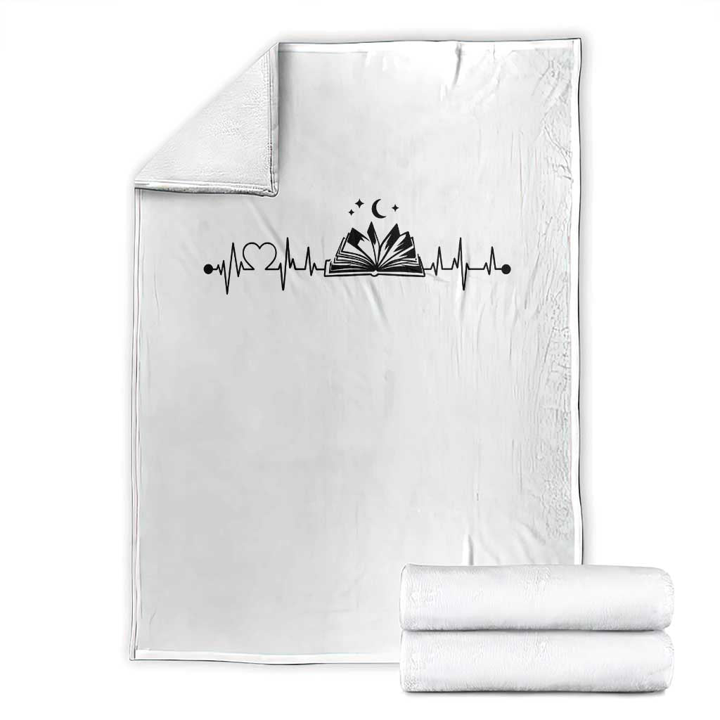 Bookaholic Heartbeat Graphic Throw Blanket Vintage Reader Lifeline Gift