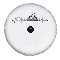 Bookaholic Heartbeat Graphic Spare Tire Cover Vintage Reader Lifeline Gift
