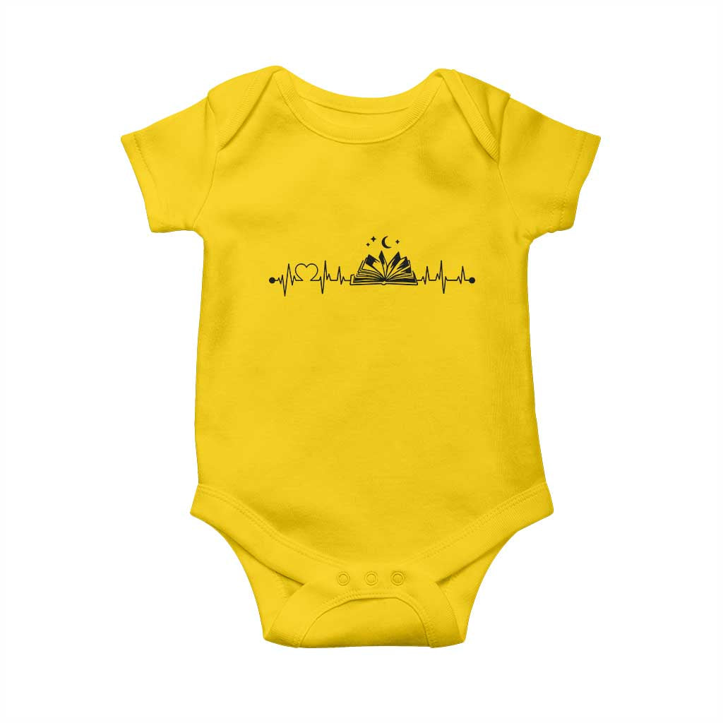 Bookaholic Heartbeat Graphic Baby Onesie Vintage Reader Lifeline Gift