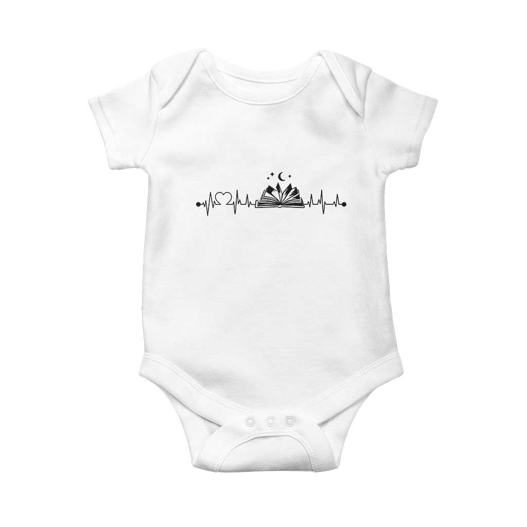 Bookaholic Heartbeat Graphic Baby Onesie Vintage Reader Lifeline Gift
