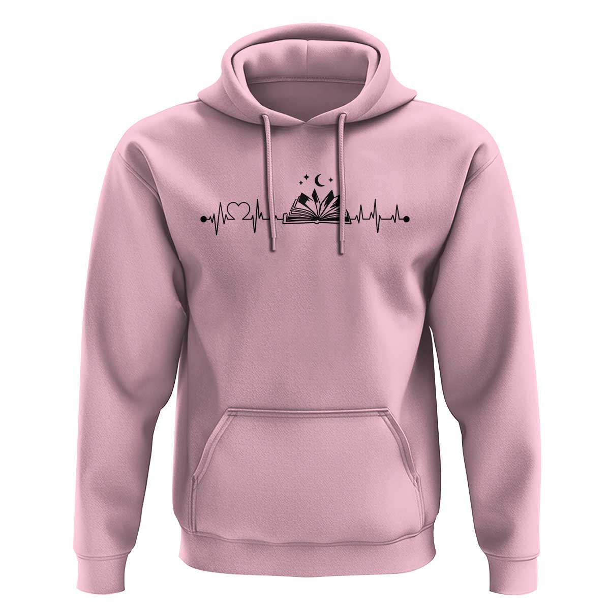 Bookaholic Heartbeat Graphic Hoodie Vintage Reader Lifeline Gift