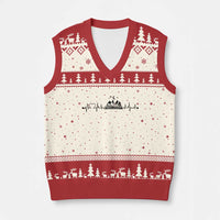 Bookaholic Heartbeat Graphic V-Neck Knit Sweater Vest Vintage Reader Lifeline Gift