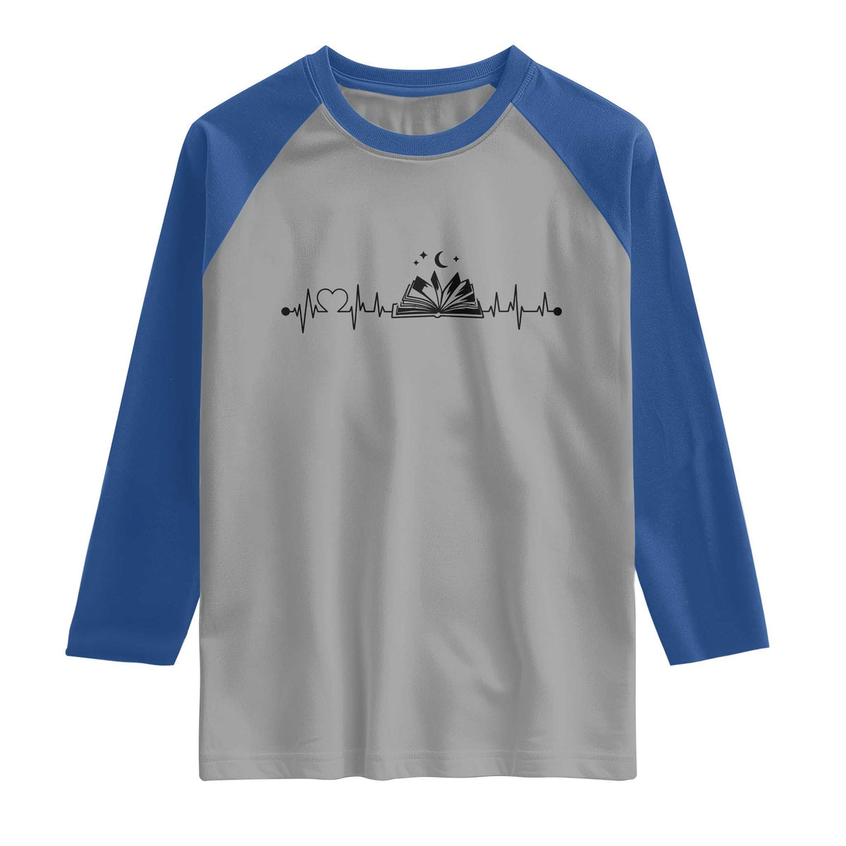 Bookaholic Heartbeat Graphic Raglan Shirt Vintage Reader Lifeline Gift