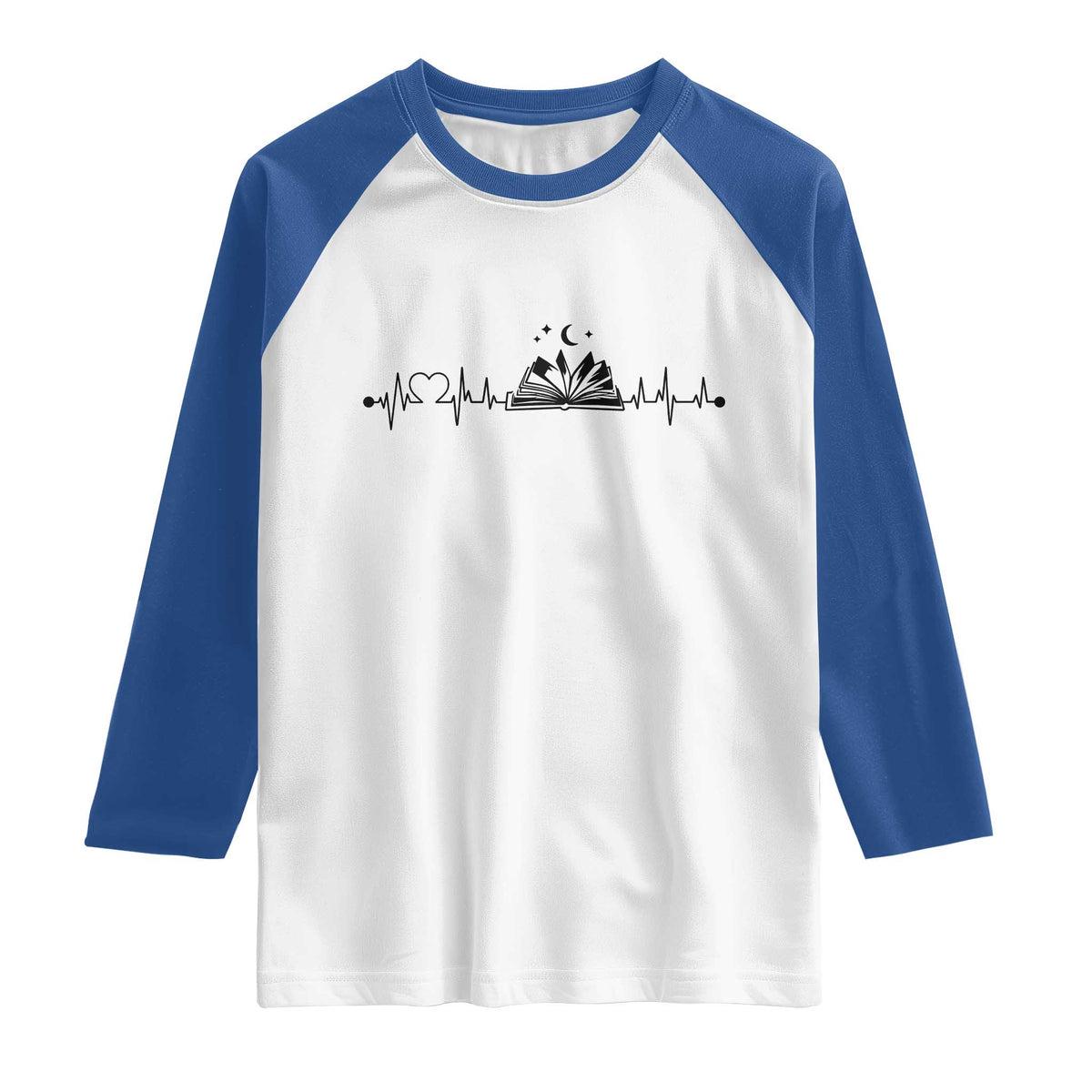 Bookaholic Heartbeat Graphic Raglan Shirt Vintage Reader Lifeline Gift