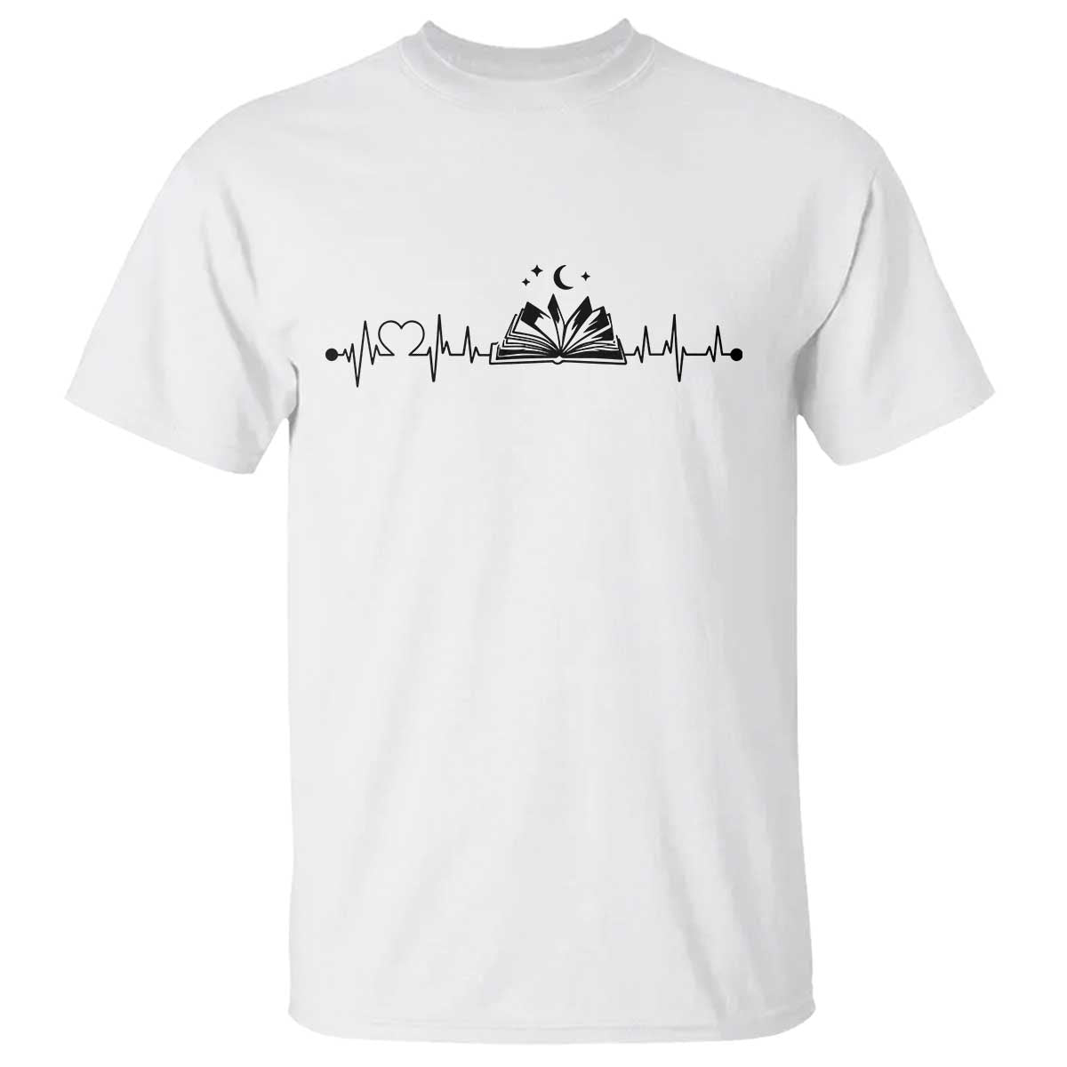 Bookaholic Heartbeat Graphic T Shirt Vintage Reader Lifeline Gift