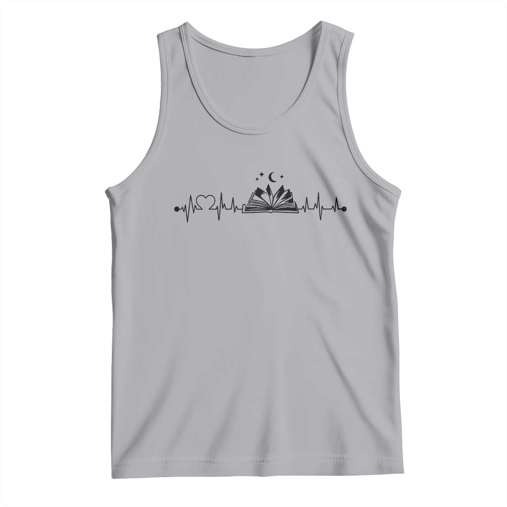 Bookaholic Heartbeat Graphic Tank Top Vintage Reader Lifeline Gift
