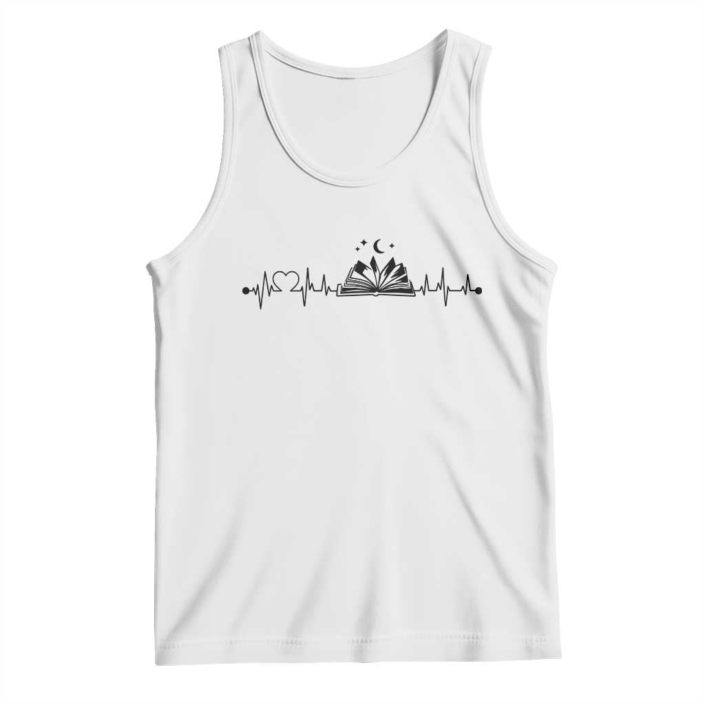 Bookaholic Heartbeat Graphic Tank Top Vintage Reader Lifeline Gift
